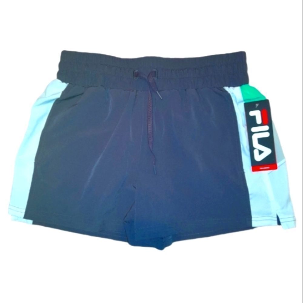 FILA Fit & Fierce Gray/White/Green Athletic Shorts, NWT